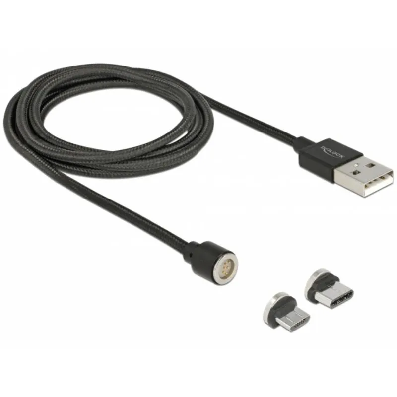 Cavo USB DeLOCK 85723 1,1 m USB 2.0 con connettori magnetici USB-A e USB-C/Micro-USB Nero - immagine 1