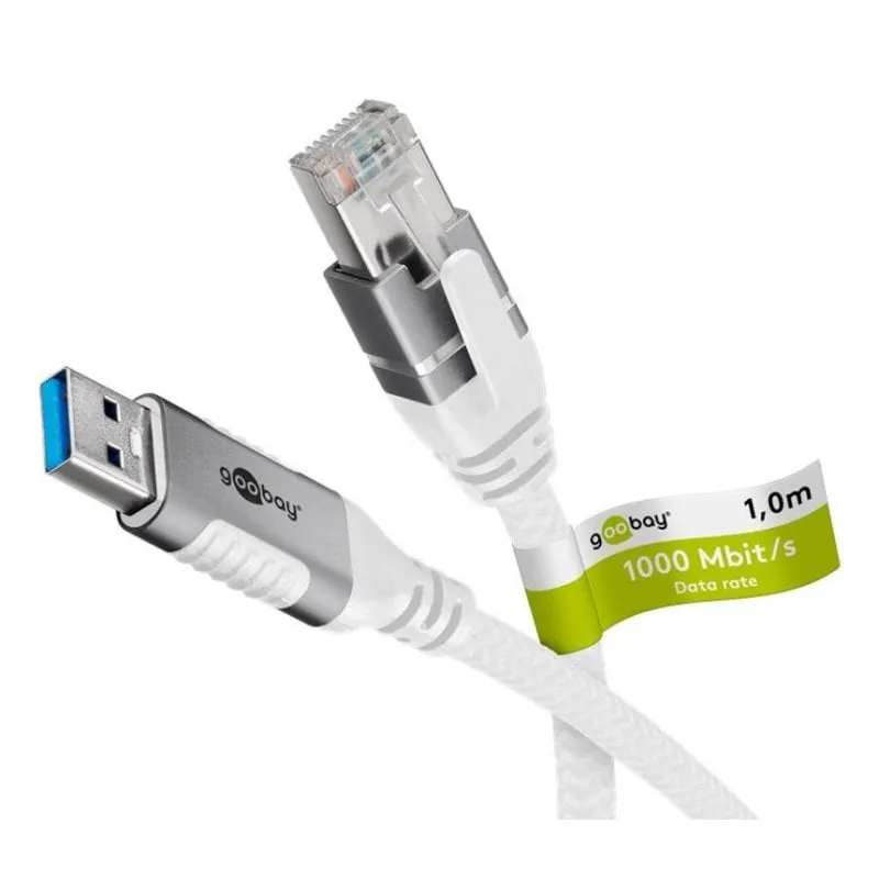 Cavo di rete Goobay 74161 USB-A a RJ-45 Cat6 5 m Bianco - immagine 1