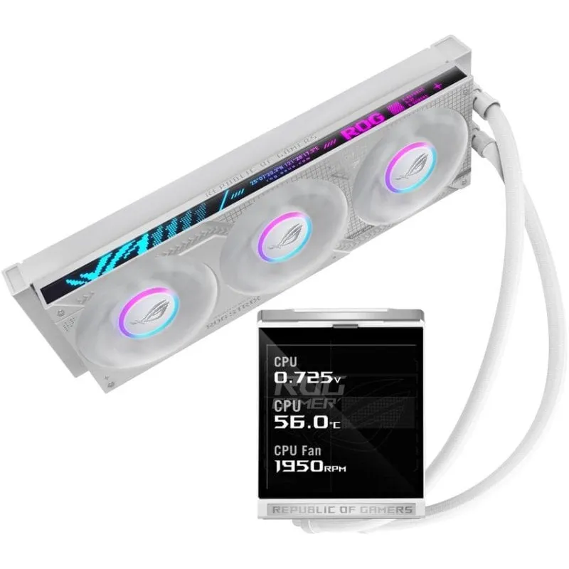 Refrigerazione Liquida ASUS ROG Strix LC IV 360 ARGB LCD White 360mm 3 Ventole - immagine 1