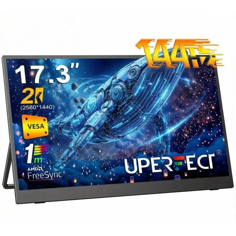 Monitor PC Uperfect 17,3" QHD 144Hz IPS Portatile USB-C Mini HDMI Metallo VESA - immagine 1