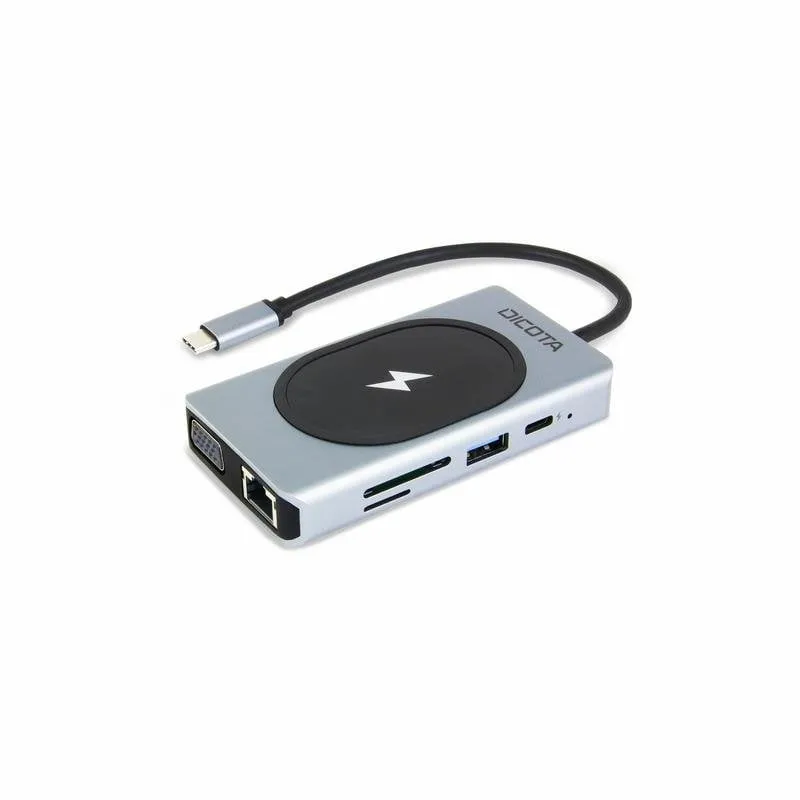 Hub Dicota 7 porte USB 4 Gigabit HDMI VGA 100 W D32059 Alluminio - immagine 1