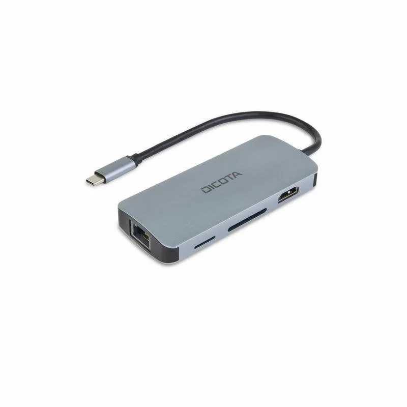 Hub Dicota 8 porte USB 4 Gigabit Ethernet D32062 100 W Argento - immagine 1