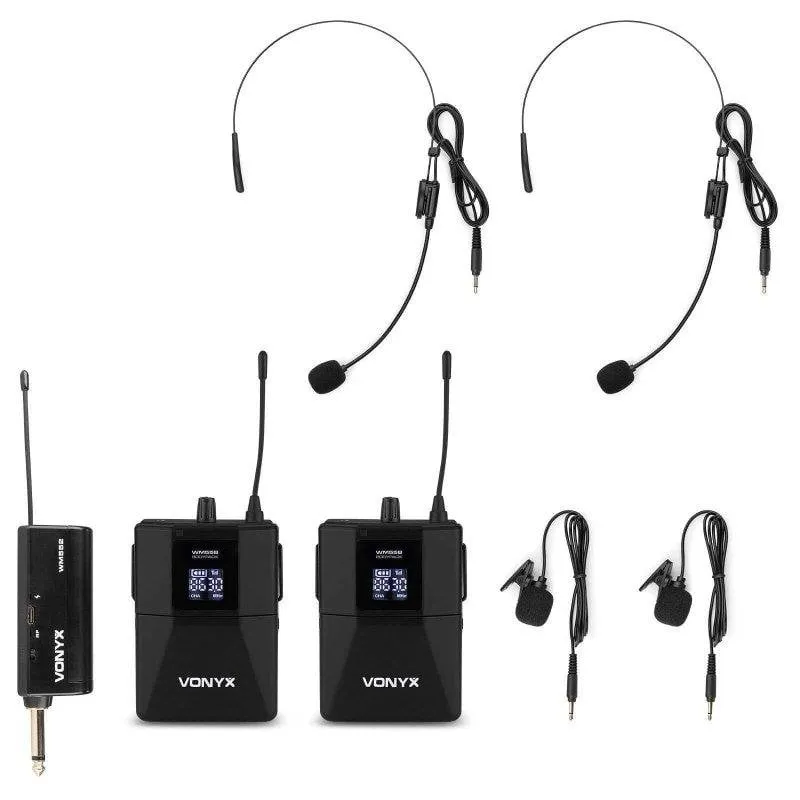 Microfono Vonyx WM552B UHF wireless con 2 bodypack e ricevitore - immagine 1