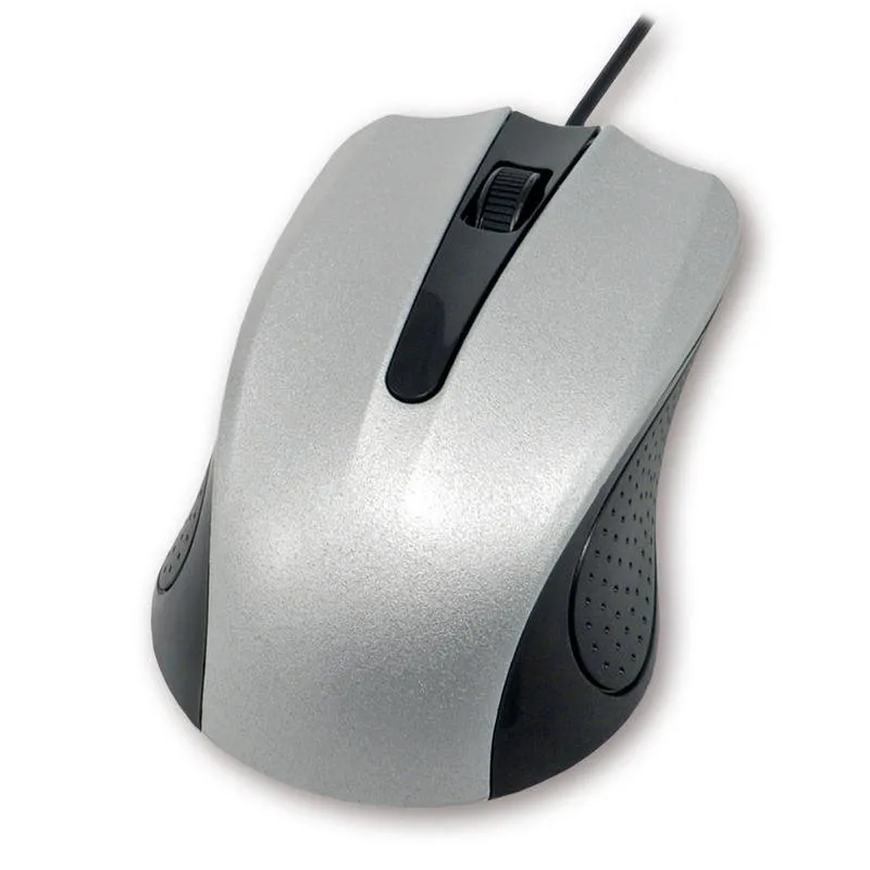 Mouse MCL SS-212U USB Ambidestro 1200 DPI Nero Argento Cavo - immagine 1