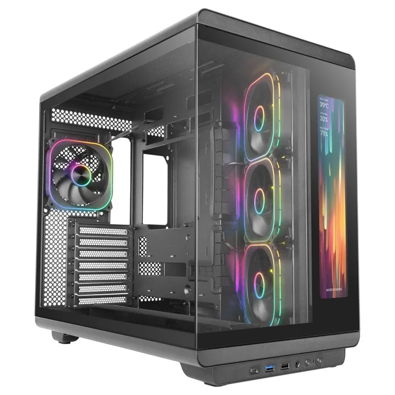 Torre ATX Mars Gaming MC-REVMAX Schermo IPS 11.8 4 Ventole ARGB Vetro Panoramico - immagine 1
