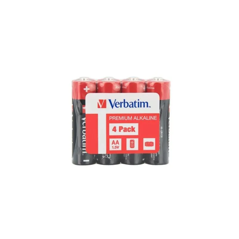 Pile AA Verbatim Alcaline 1,5 V Premium Nero/Rosso Blister 4 Unità - immagine 1