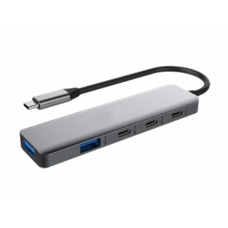 Hub DLH 5 porte 10 Gbps USB-C DY-TU5200 con cavo 16 cm 100 W grigio - immagine 1