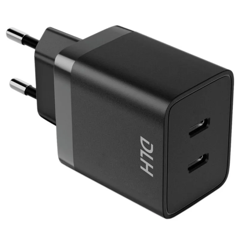 Caricatore DLH DY-AI5447 45W 2 Porte USB-C GaN Nero - immagine 1