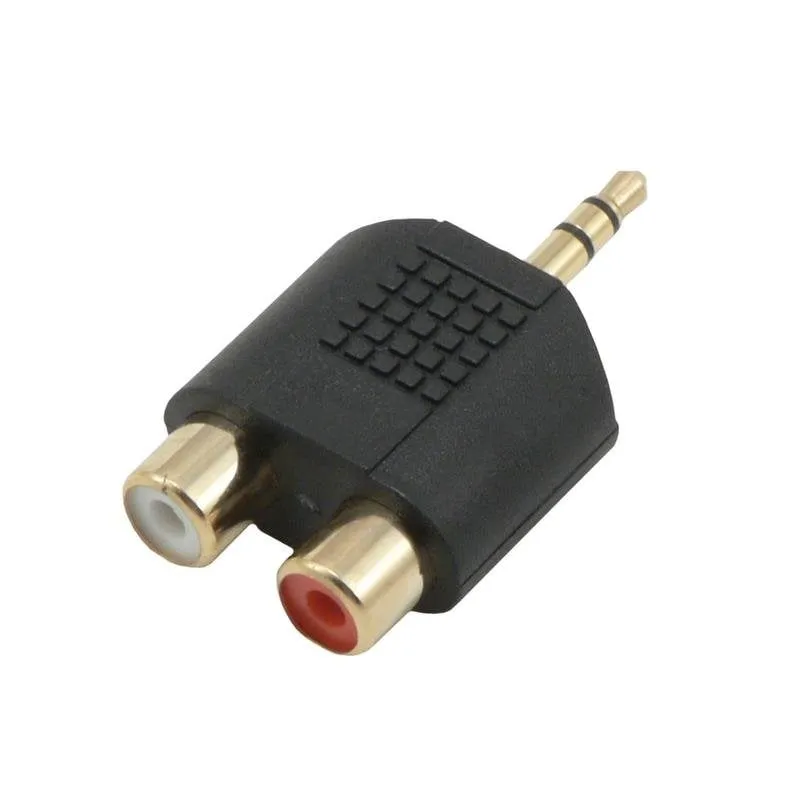 Adattatore MCL 3.5mm a 2xRCA Nero con connettori dorati - immagine 1
