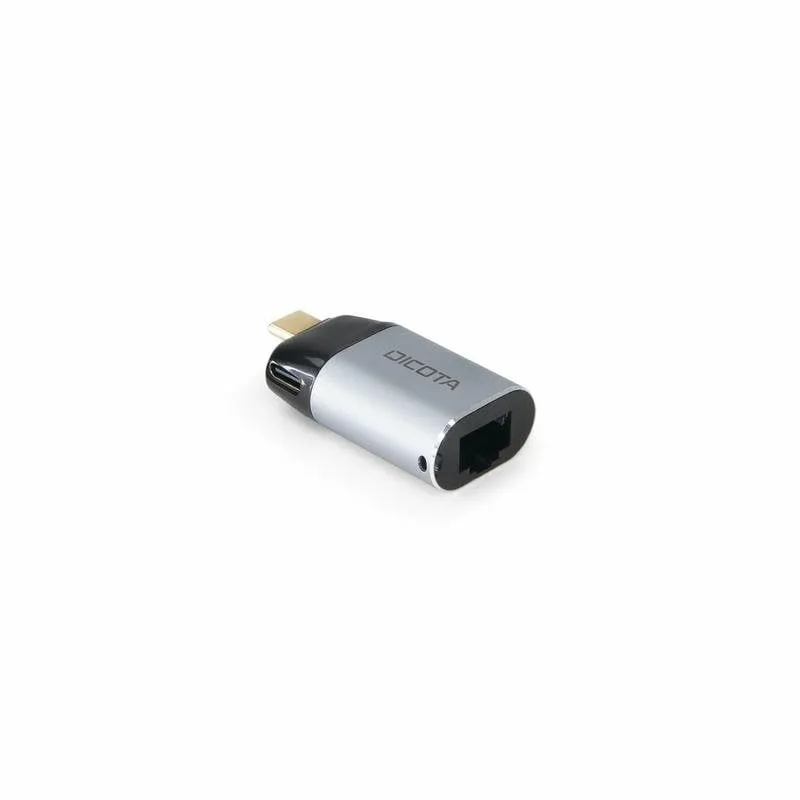 Adattatore USB-C a Ethernet DICOTA D32048 RJ-45 Nero Argento - immagine 1