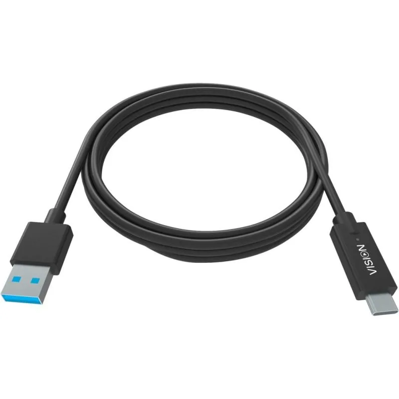 Cavo USB Vision TC 2MUSBCA/BL 2 m USB A a USB C USB 3.2 Gen 1 Nero - immagine 1