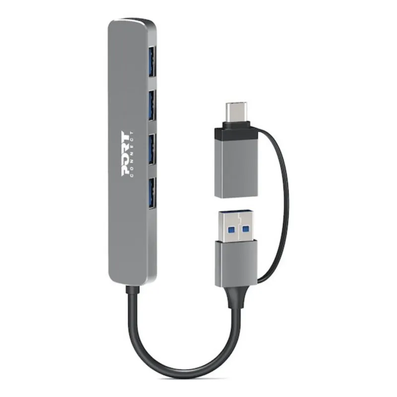 Hub Port Designs 4 porte 5000 Mbit/s modello 900161 alluminio argento - immagine 1
