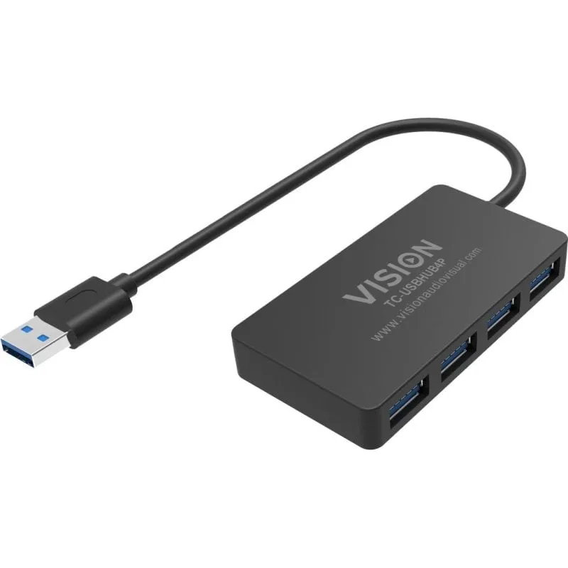 Hub Vision 4 porte USB 3.2 Gen 1 5 Gbit/s modello TC-USBHUB4P con alimentazione CC - immagine 1