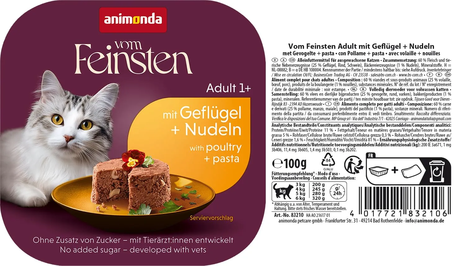animonda Vom Feinsten per Gatti con Pollame e Pasta (32x 100g) - immagine 4