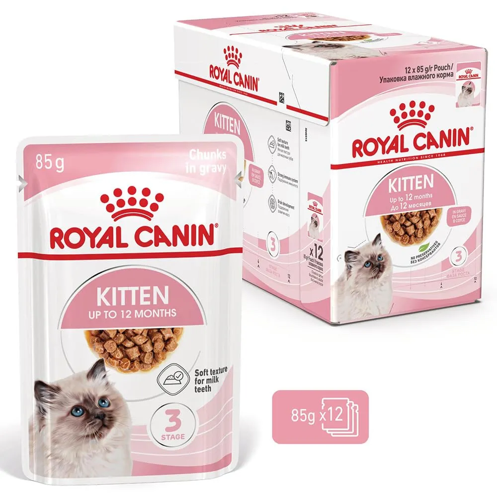 Royal Canin Kitten | 12 x 85 g | Cibo umido per gattini | Pezzetti fini in salsa | Specialmente per gattini nella seconda fase di crescita fino a 12 mesi - immagine 2