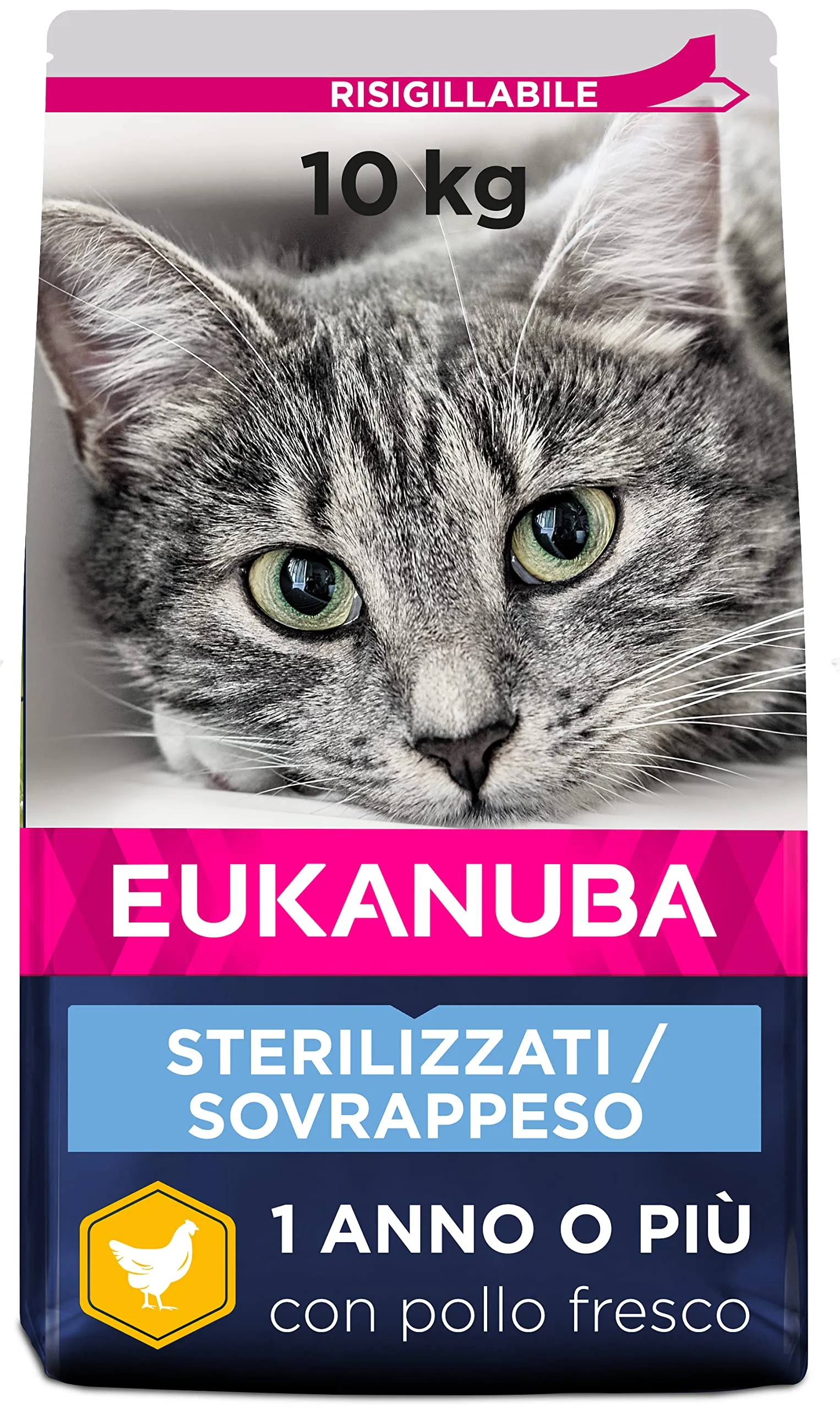 Eukanuba Sterilised/Weight Control - Crocchette per Gatti con Pollo, 10 kg - immagine 1