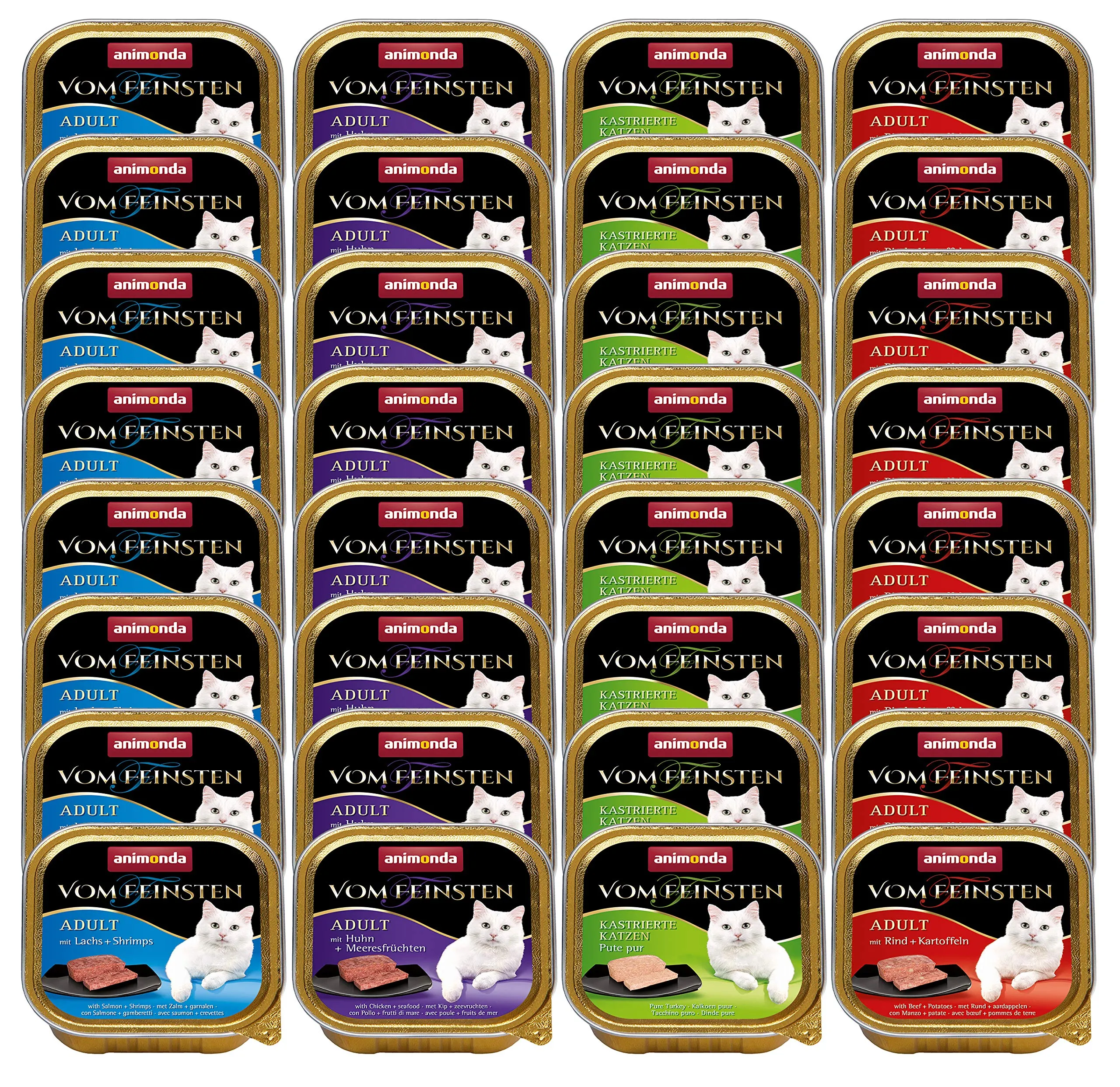 animonda Vom Feinsten Adult cibo per gatti, alimento umido per gatti adulti, mix di carne e pesce, 32 x 100 g - immagine 1
