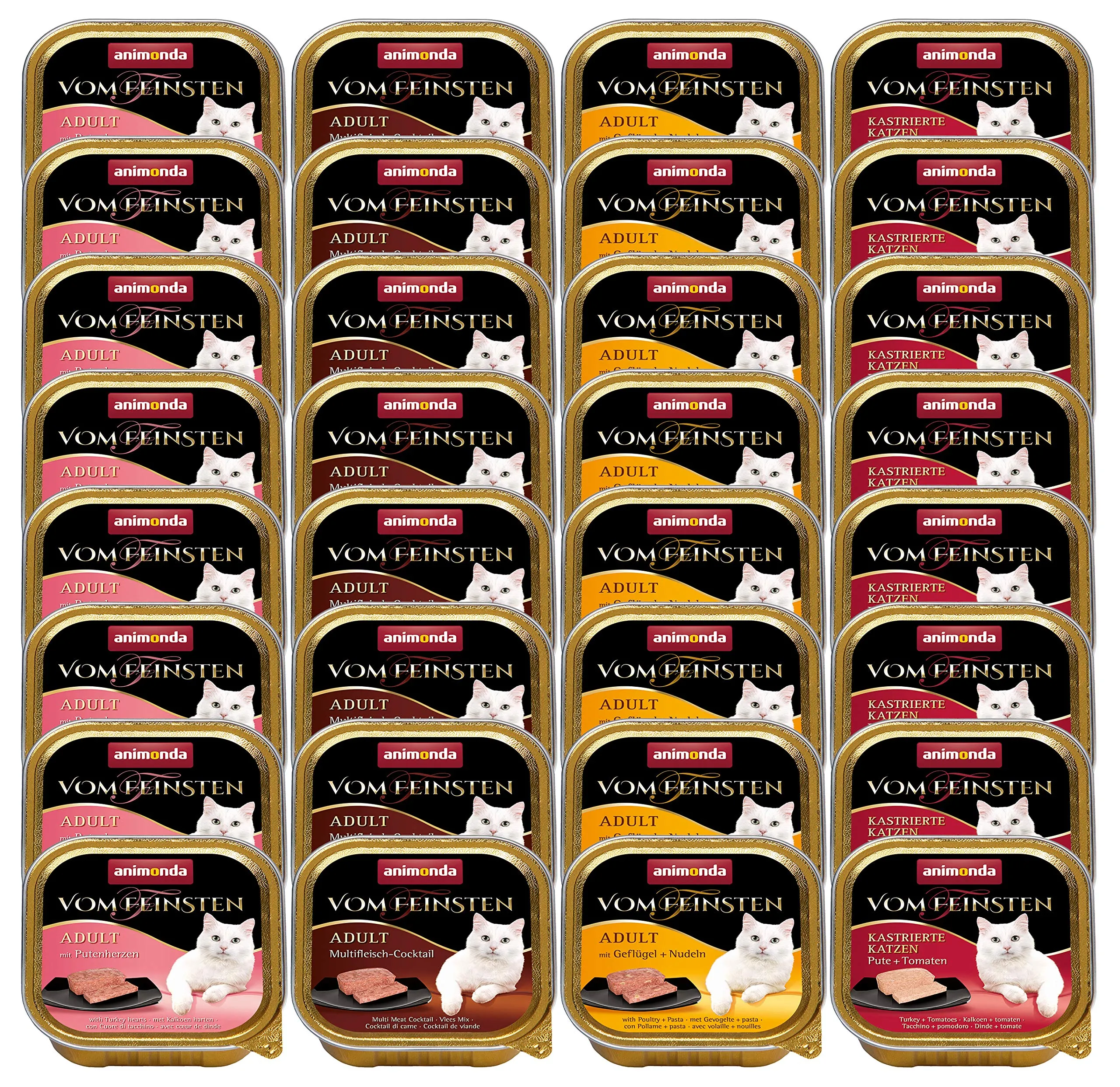 animonda Vom Feinsten Adult cibo per gatti, alimento umido per gatti adulti, mix di gustose varietà di carne, 32 x 100 g - immagine 1