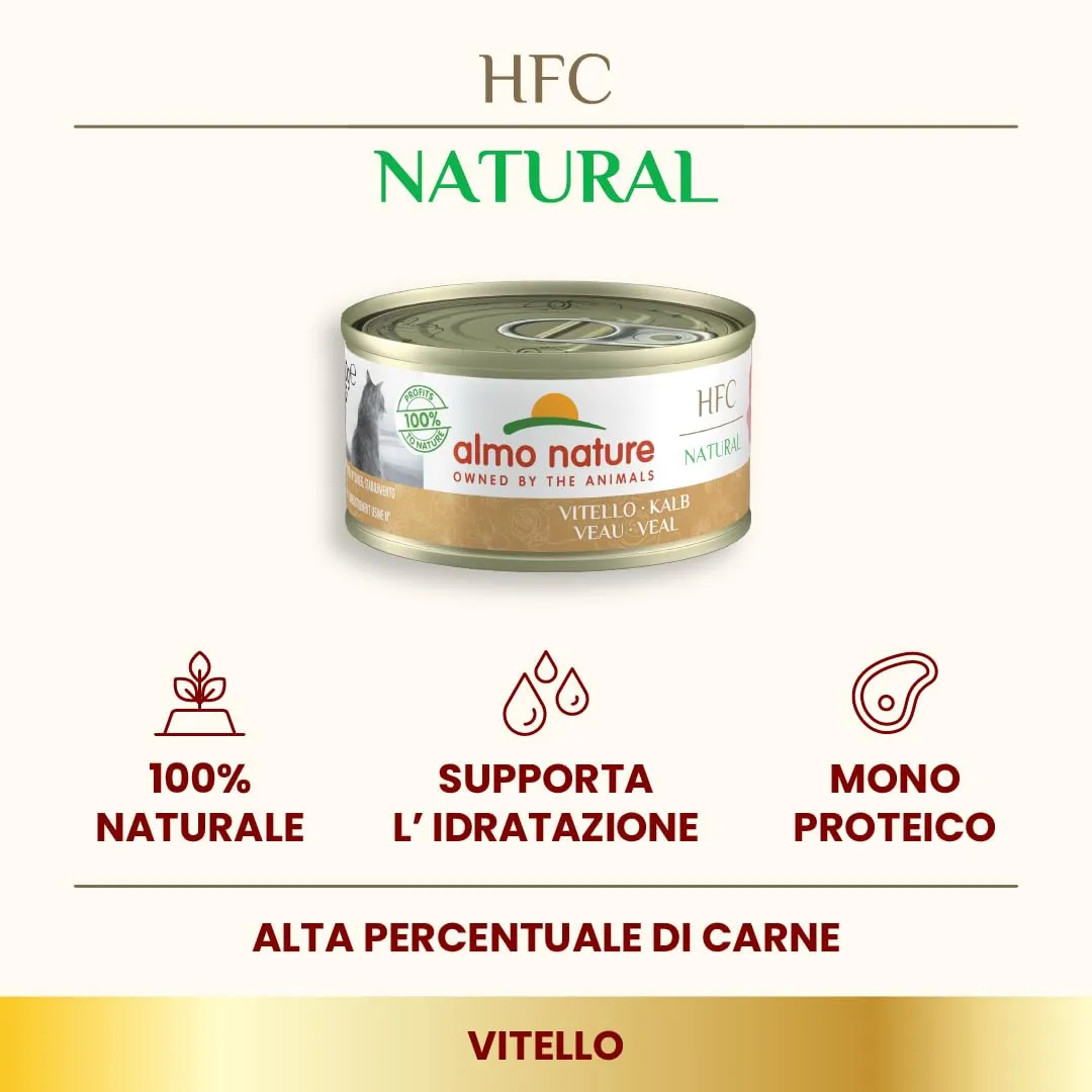 almo nature HFC Natural - Alimento Umido per Gatti Adulti. Vitello (24 lattine da 70g) - immagine 2