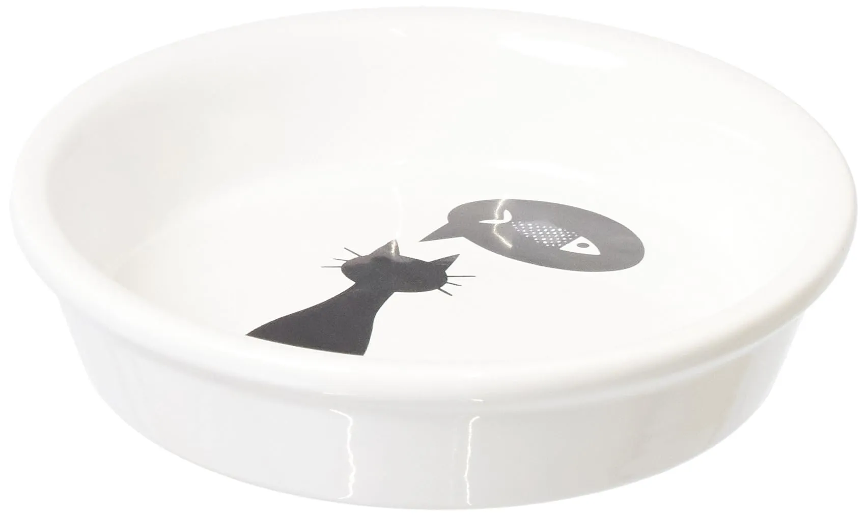 TRIXIE Ciotola in ceramica per gatti a bordo basso – Bianco, ø 13 cm - immagine 1