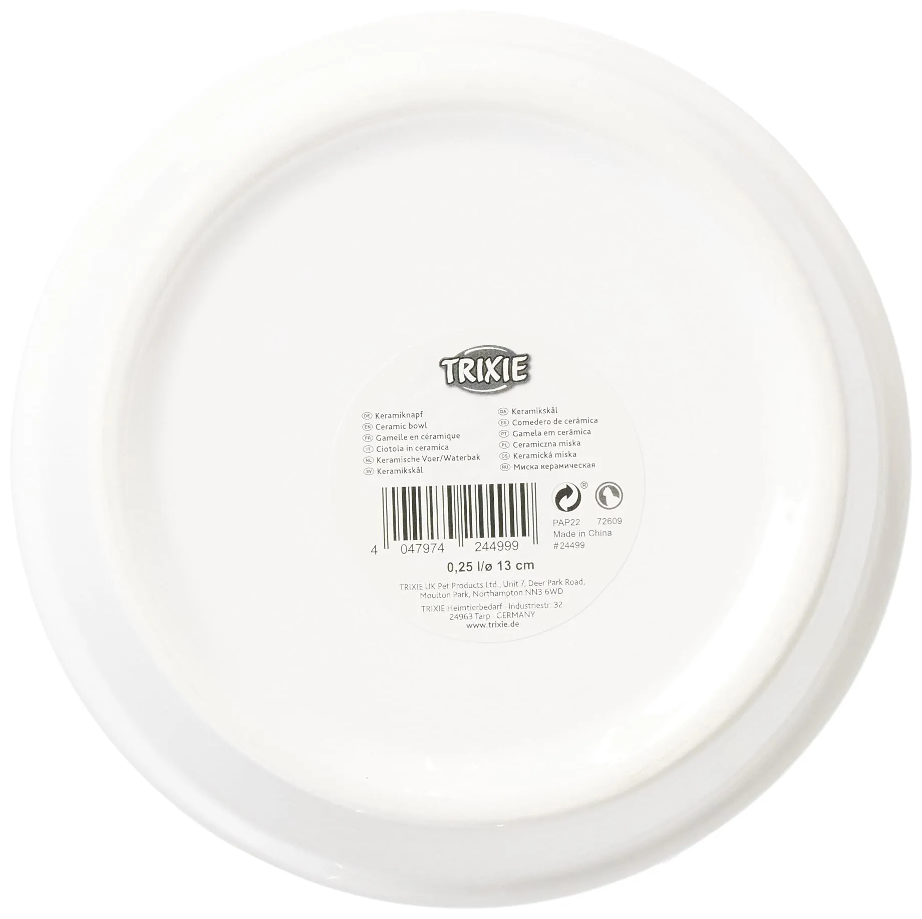 TRIXIE Ciotola in ceramica per gatti a bordo basso – Bianco, ø 13 cm - immagine 3
