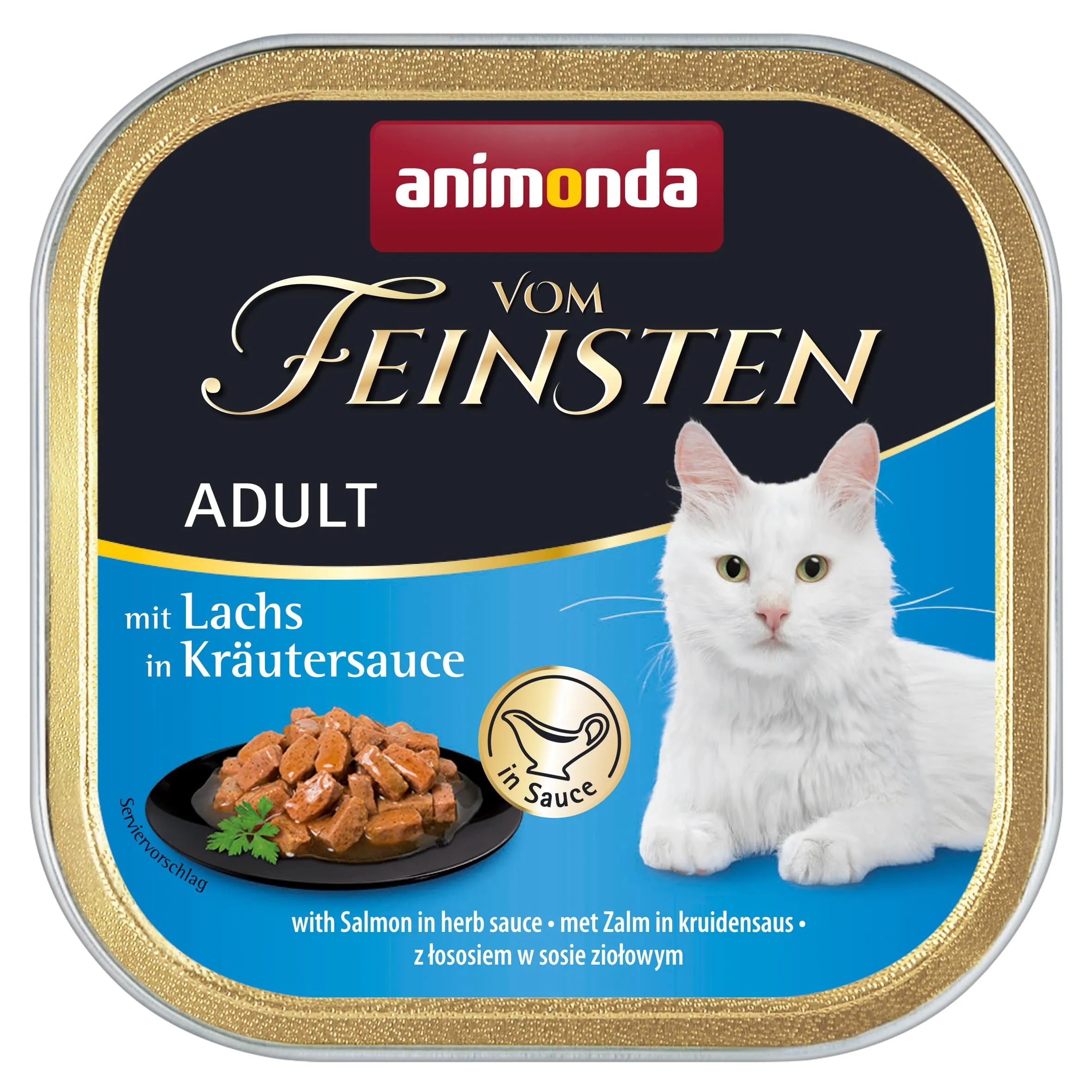 animonda Vom Feinsten Adult cibo per gatti, alimento umido per gatti adulti, con salmone in salsa alle erbe, 32 x 100 g - immagine 1