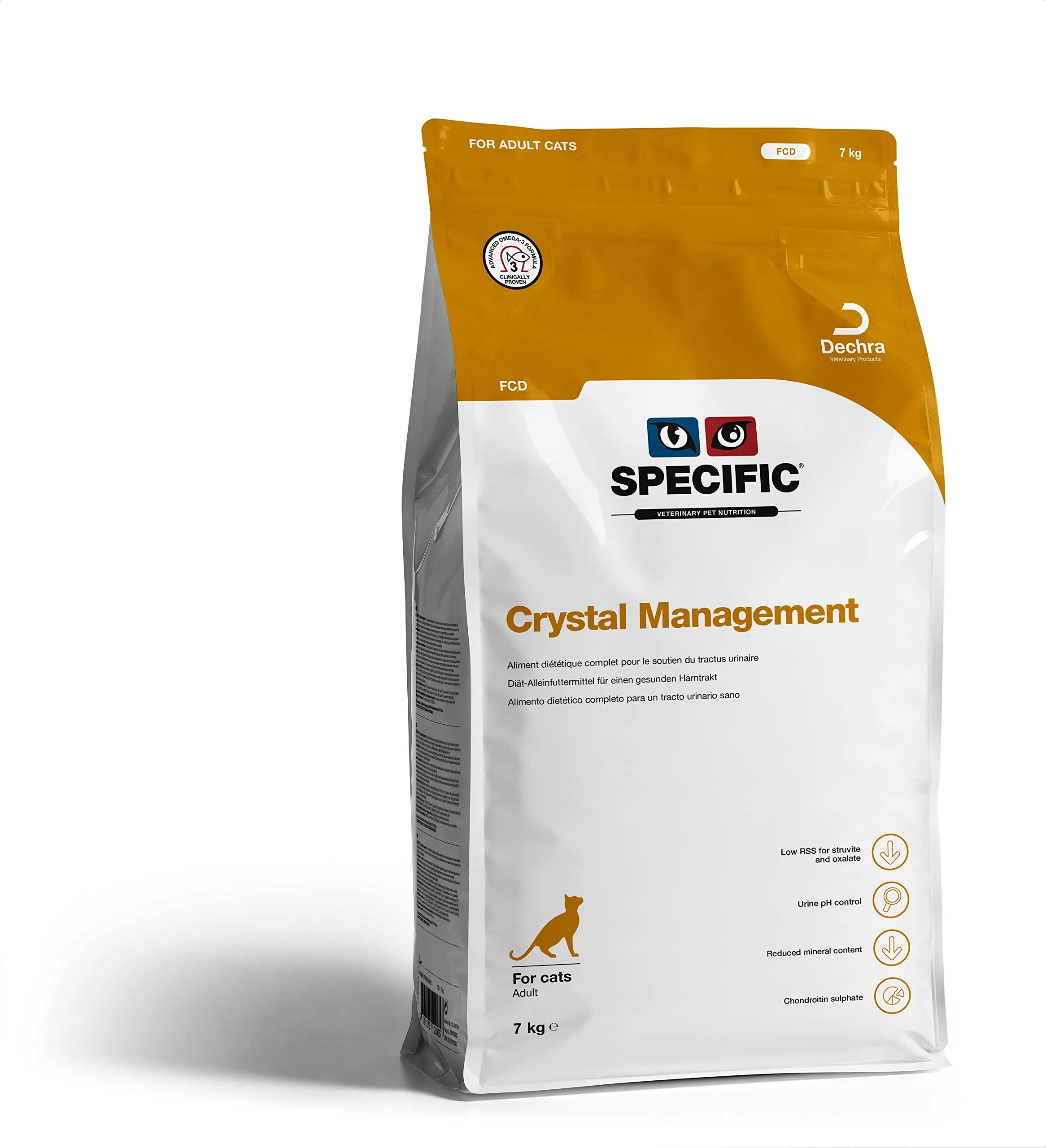SPECIFIC® Crystal Management (FCD) - 7kg - Crocchette per gatti adulti - Omega 3 - Basso contenuto di sale - Per sciogliere e ridurre i calcoli di struvite - Dechra Veterinary Products - immagine 1
