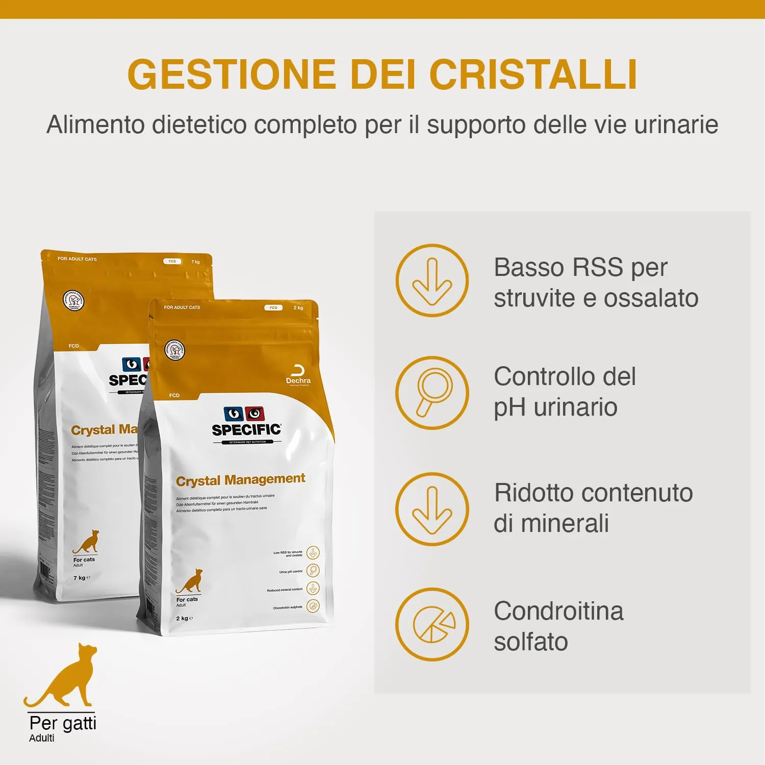 SPECIFIC® Crystal Management (FCD) - 7kg - Crocchette per gatti adulti - Omega 3 - Basso contenuto di sale - Per sciogliere e ridurre i calcoli di struvite - Dechra Veterinary Products - immagine 2