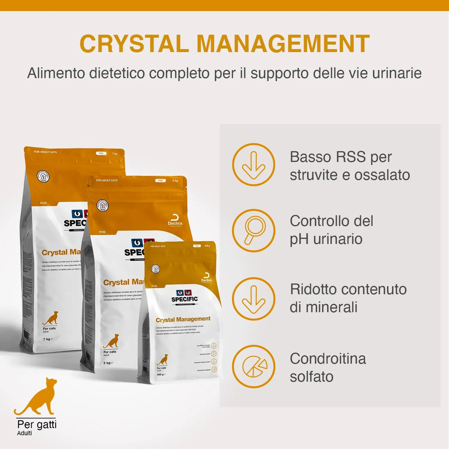 SPECIFIC® Crystal Management (FCD) 400 g - Cibo secco per gatti adulti - Favorisce la dissoluzione dei calcoli di struvite - Ridotto contenuto di minerali - DECHRA Veterinary Products - immagine 2