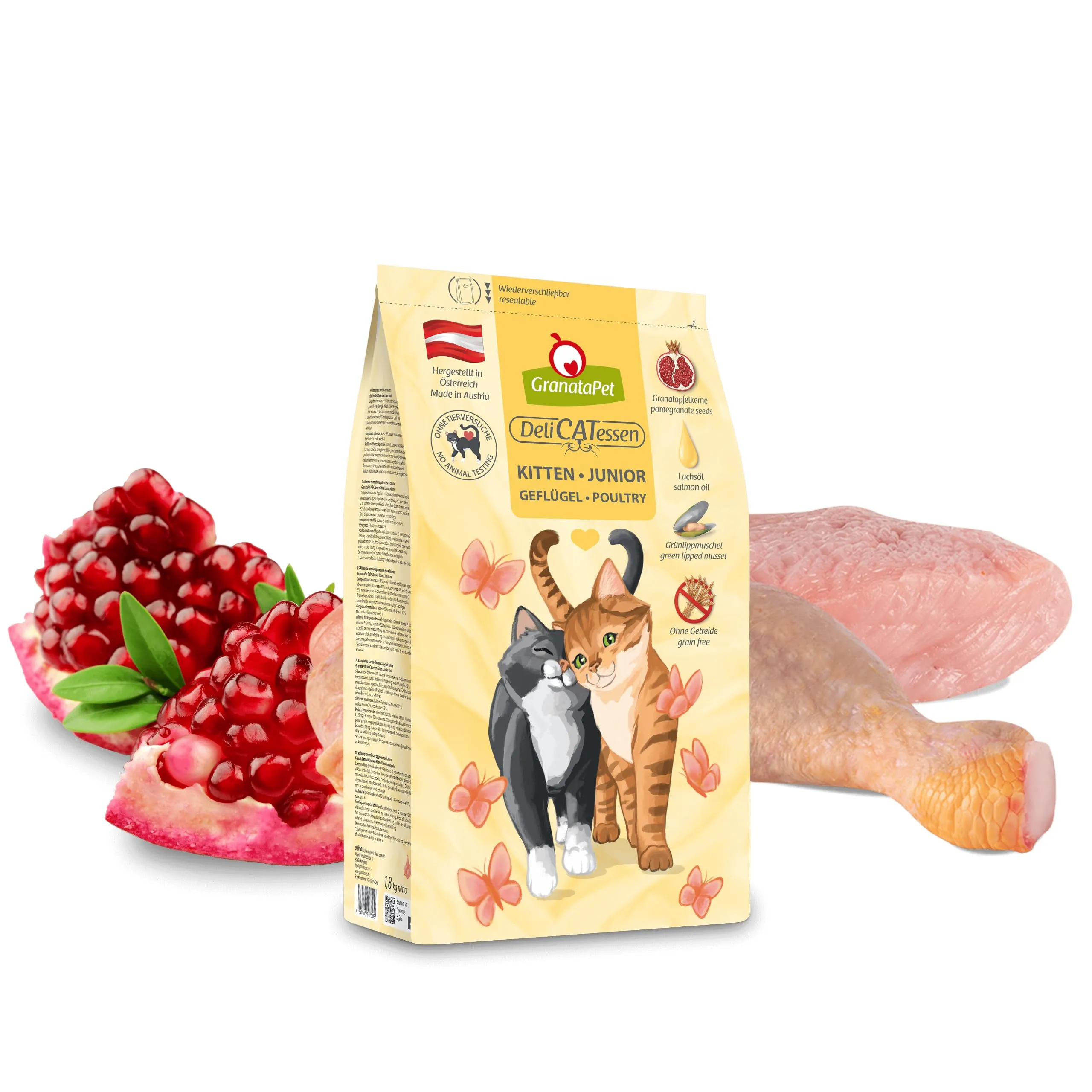 GranataPet DeliCatessen Kitten/Junior pollame, cibo secco per gatti, cibo gustoso per gatti, alimento completo senza cereali e senza zuccheri aggiunti, 9 kg - immagine 3