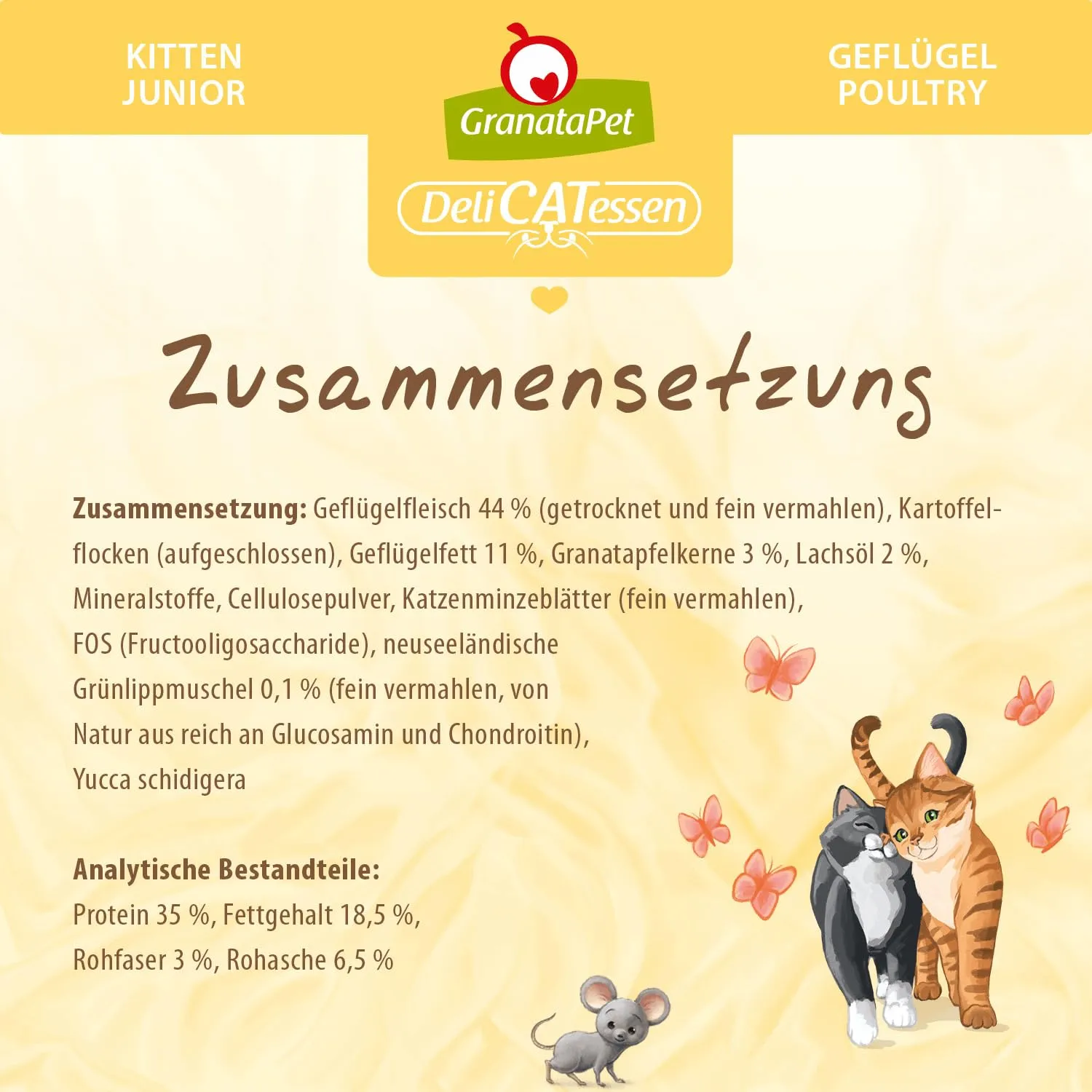 GranataPet DeliCatessen Kitten/Junior pollame, cibo secco per gatti, cibo gustoso per gatti, alimento completo senza cereali e senza zuccheri aggiunti, 9 kg - immagine 4