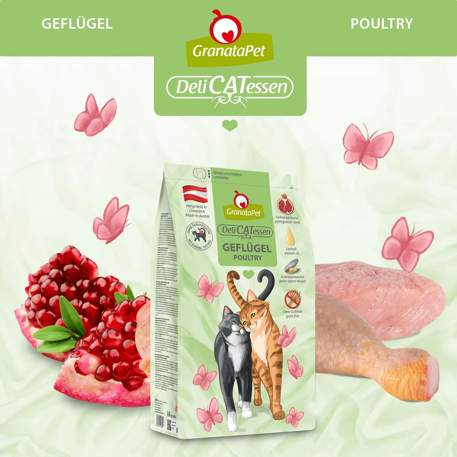 GranataPet DeliCatessen pollame Adulto, cibo secco per gatti, cibo per gatti, cibo completo senza cereali e senza zucchero, 300 g - immagine 2