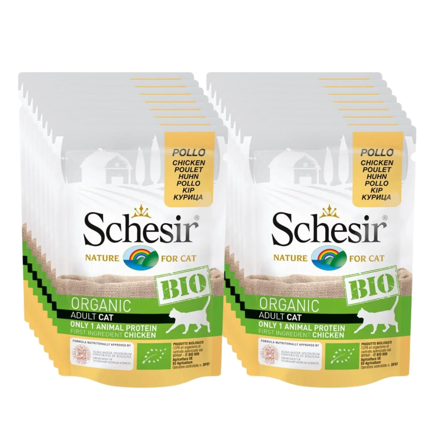 Schesir BIO, Alimento Umido Completo per Gatti, Patè di Pollo, Senza Cereali, in Busta, Gluten Free, 16 x 85 g - immagine 1