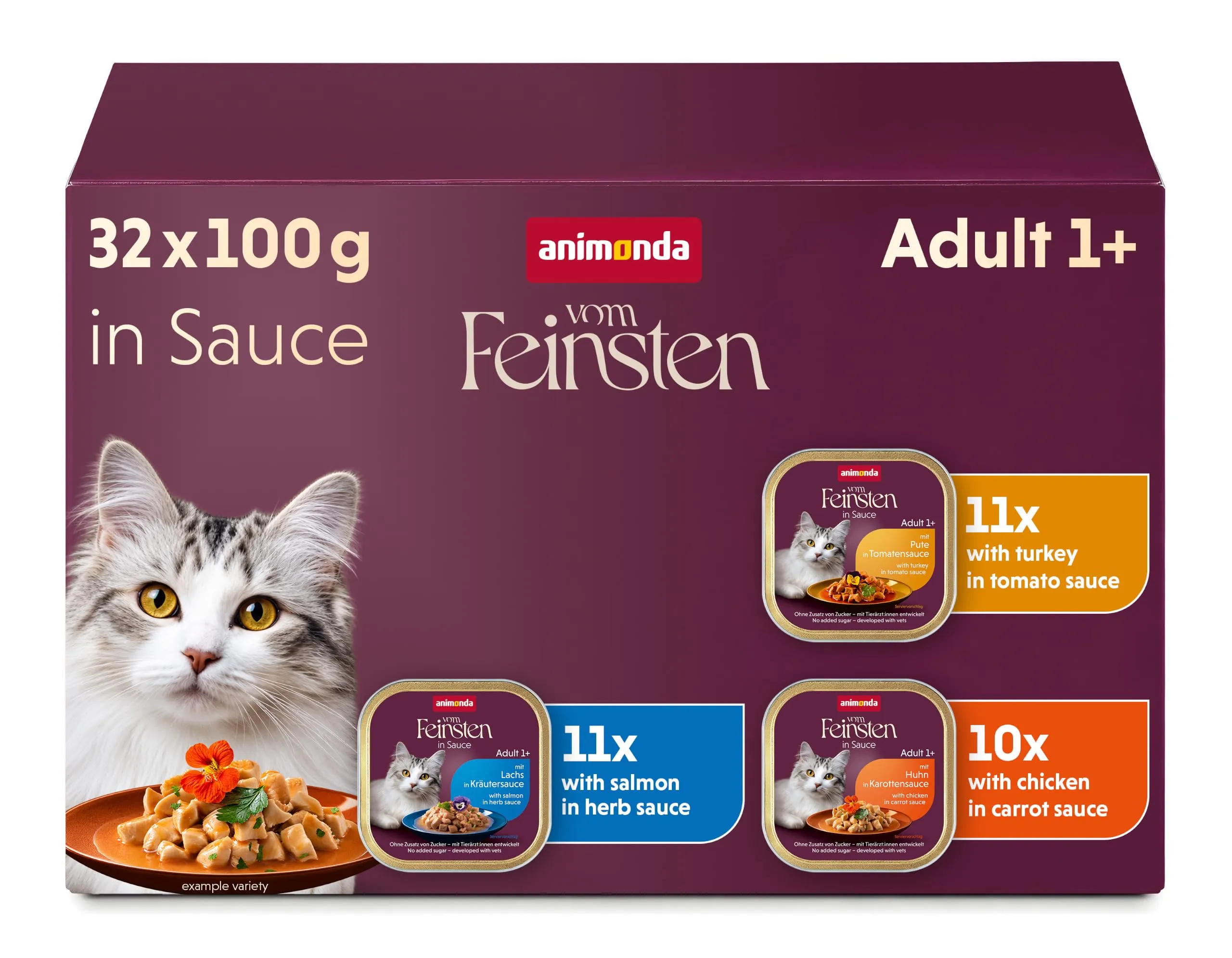 Animonda Vom Feinsten - Cibo umido per gatti adulti, 32 confezioni da 100 g - immagine 1