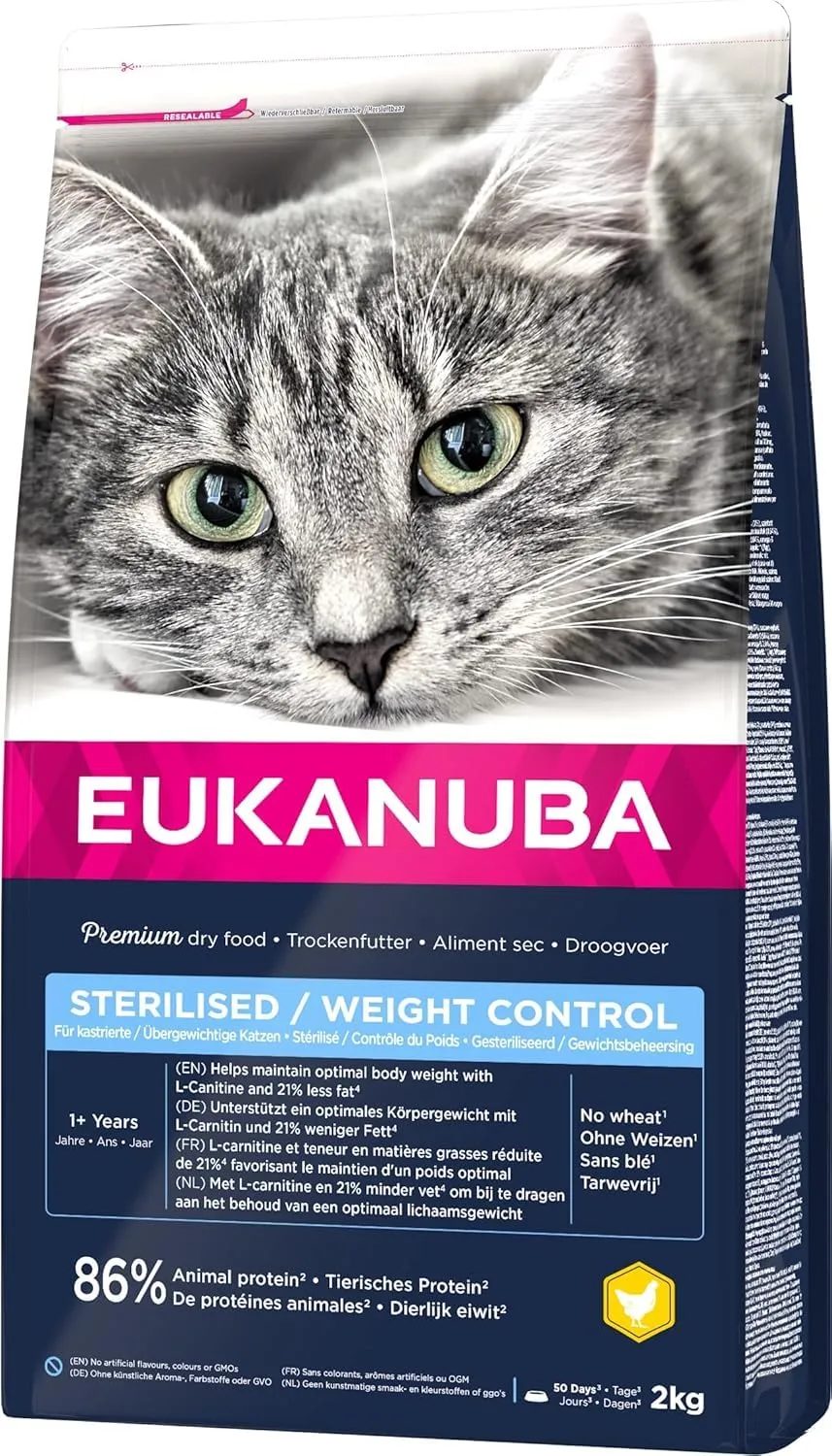 Eukanuba Sterilised/Weight Control - Crocchette per Gatti con Pollo, 2 kg - immagine 7