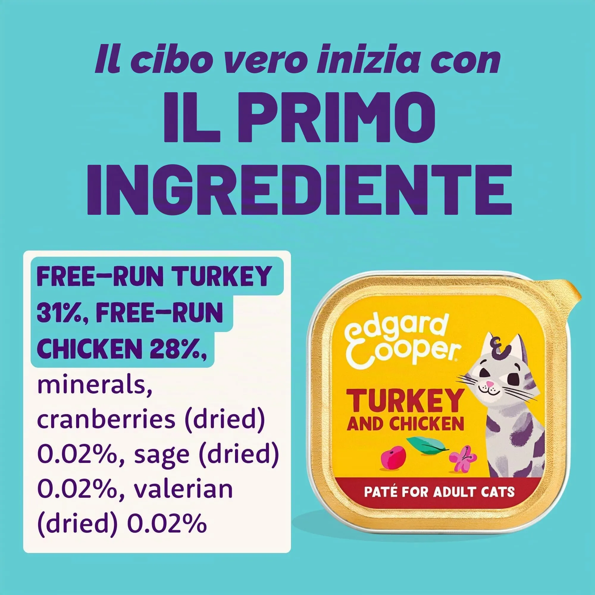Edgard & Cooper cibo umido per gatti, (Pollo/Tacchino Fresco 85g x 16), pate gatto sterilizzati o attivo, carne fresca e ingredienti naturali, senza cereali, senza zuccheri aggiunti - immagine 3