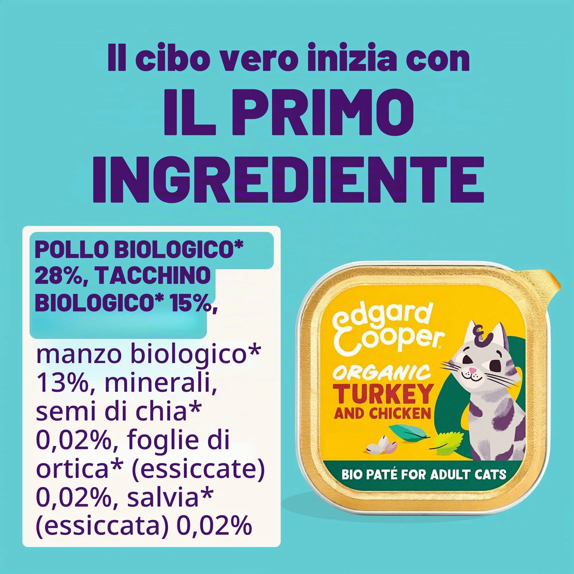 Edgard & Cooper cibo umido per gatti, (Tacchino Bio, 85g x 16), pate gatto sterilizzati o attivo, carne fresca e ingredienti naturali, senza cereali, senza zuccheri aggiunti - immagine 4