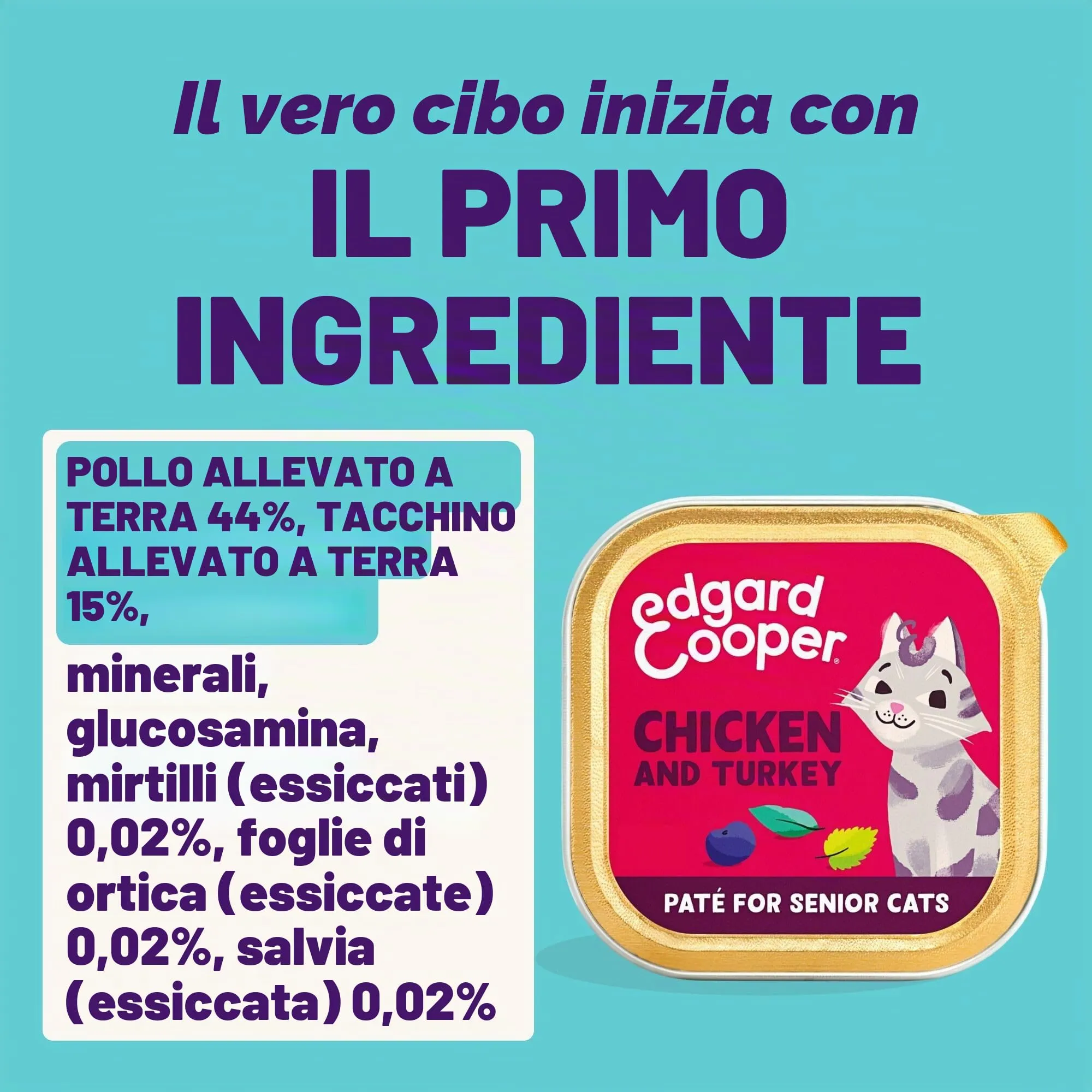 Edgard & Cooper cibo umido per gatti, per gatti anziani, (Pollo/Tacchino Fresco 85g x 16), pate gatto sterilizzati o attivo, carne fresca e ingredienti naturali, senza cereali, senza zuccheri aggiunti - immagine 3