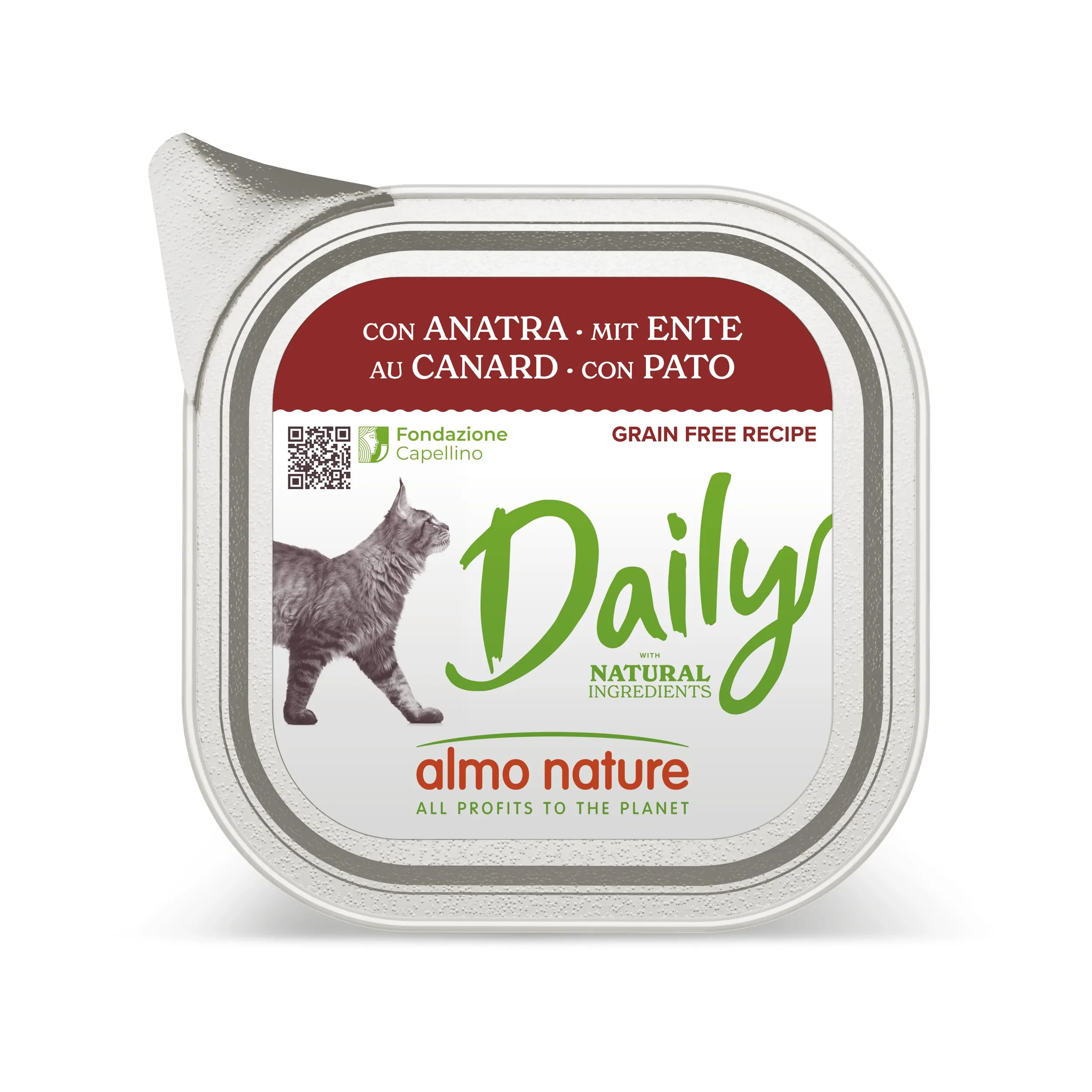 Almo Nature Daily - Cibo Umido per Gatti Adulti - Anatra - 100 g, Confezione da 32 - immagine 1