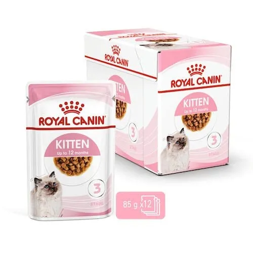 Royal Canin Kitten cibo umido | Confezione da 4 | 4 x 12 x 85 g | Pezzi fini in salsa | Alimento completo per gattini| Specifico per gattini dalla seconda fase di crescita fino a 12 mesi di età - immagine 2