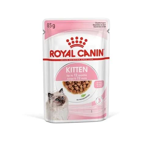 Royal Canin Kitten cibo umido | Confezione da 4 | 4 x 12 x 85 g | Pezzi fini in salsa | Alimento completo per gattini| Specifico per gattini dalla seconda fase di crescita fino a 12 mesi di età - immagine 3