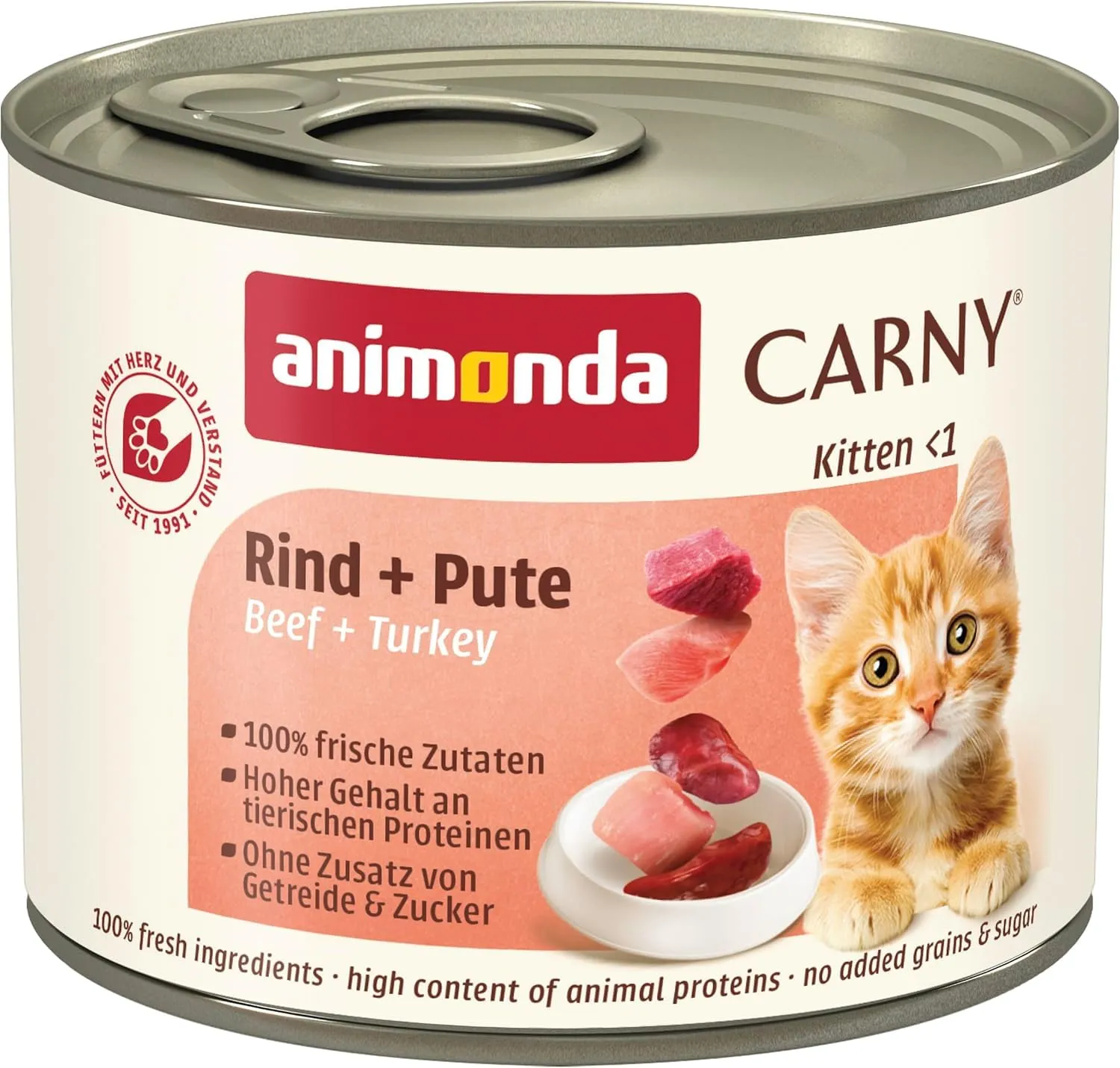 animonda Carny Kitten, cibo umido per gatti, Manzo + Pute 12 x 200 g - immagine 1