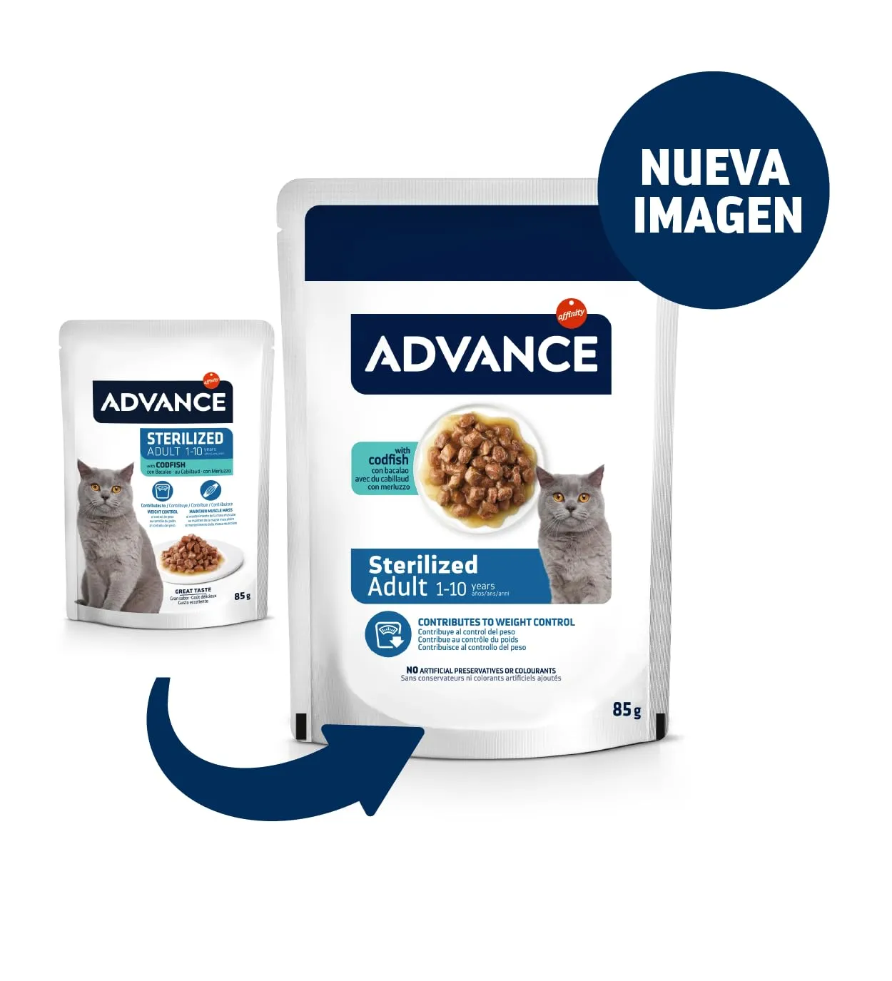 Advance Cibo Umido per Gatti Adulti Sterilizzati con Merluzzo - Multipack 12 x 85g - Total 1.02kg - immagine 2