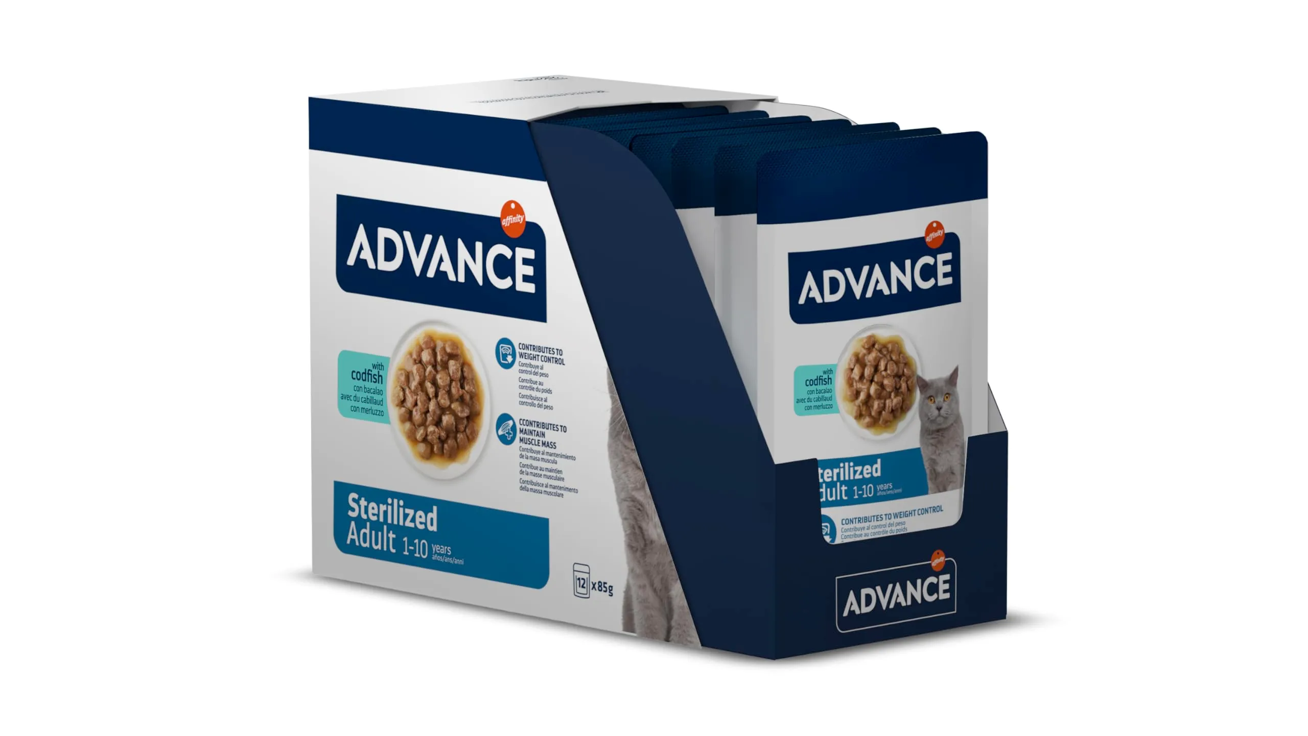Advance Cibo Umido per Gatti Adulti Sterilizzati con Merluzzo - Multipack 12 x 85g - Total 1.02kg - immagine 3