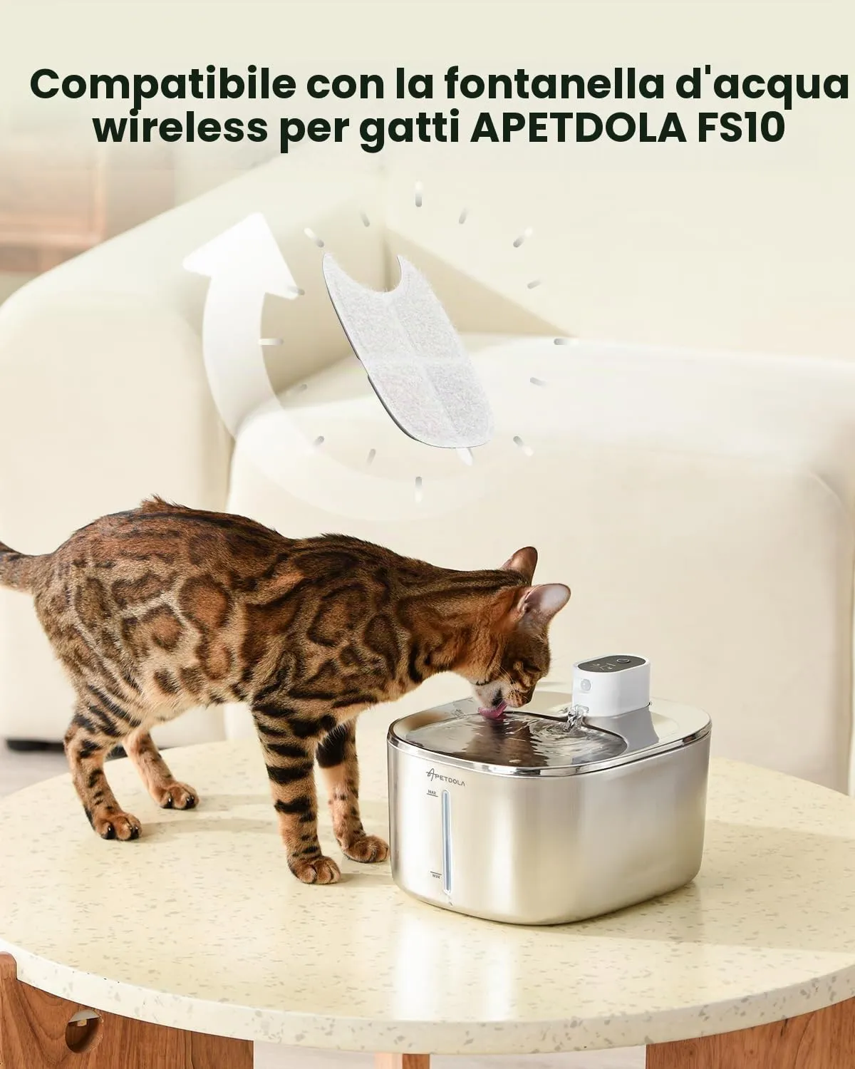 4 Pack Filtri per APETDOLA 4L Cordless Fontanella per Gatti in Acciaio Inossidabile con Multi-filtrazione, Filtro per Fontana per Gatti con Batteria e Sensore di Movimento - immagine 2
