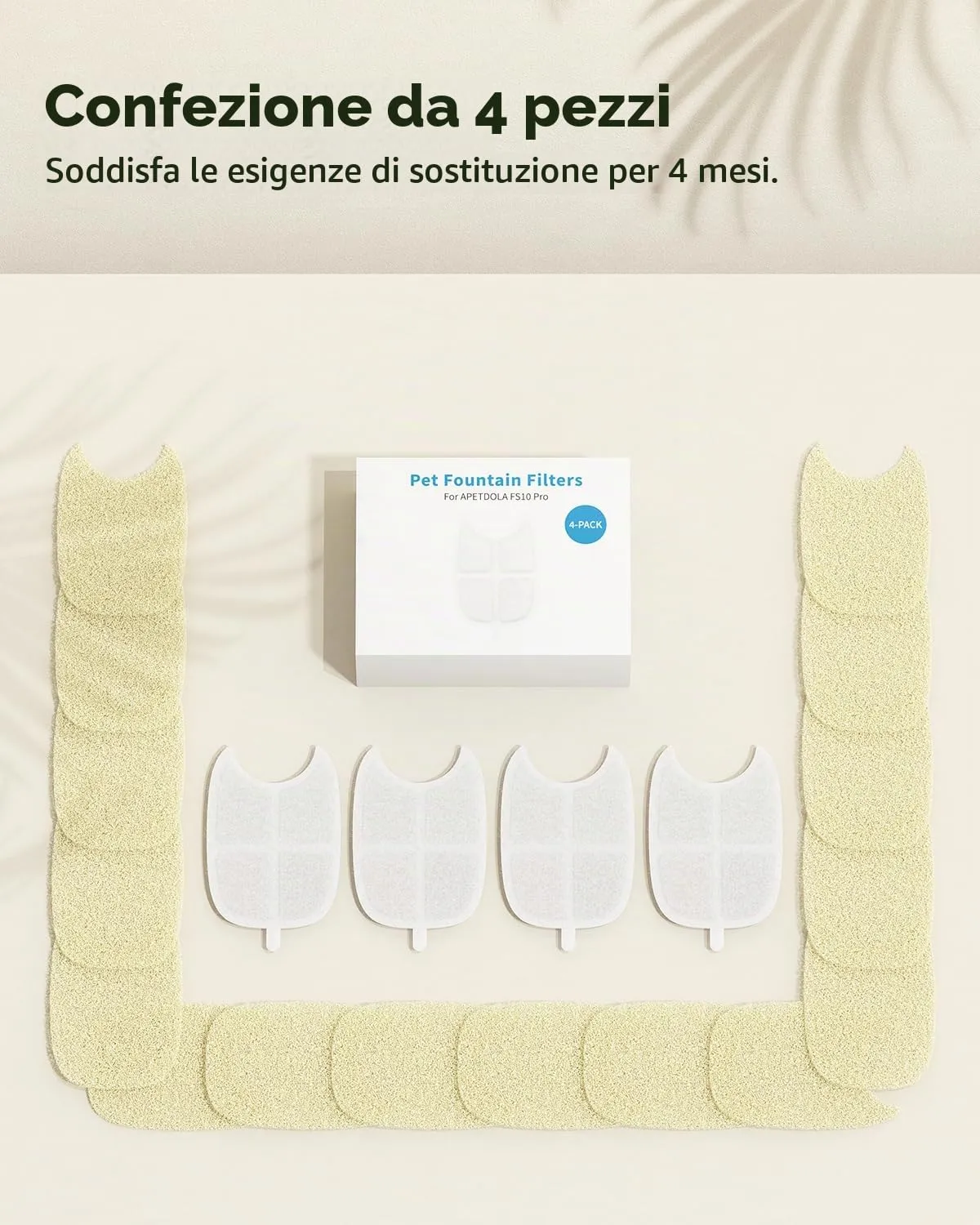 4 Pack Filtri per APETDOLA 4L Cordless Fontanella per Gatti in Acciaio Inossidabile con Multi-filtrazione, Filtro per Fontana per Gatti con Batteria e Sensore di Movimento - immagine 7