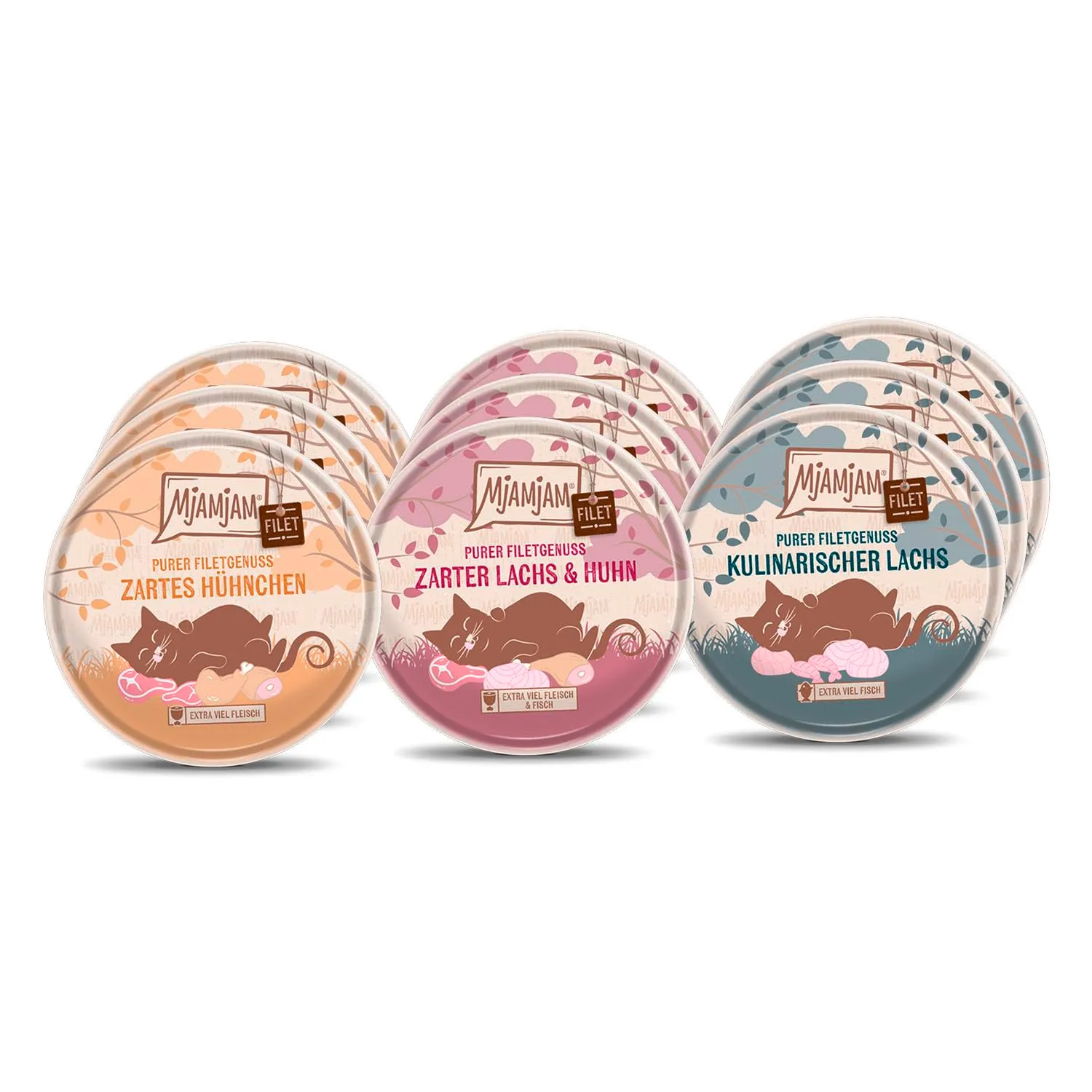 MjAMjAM - Cibo umido premium per gatti - Gustoso filetto puro Mixpack, confezione da 9 (9 x 80g), senza cereali con carne extra - immagine 2