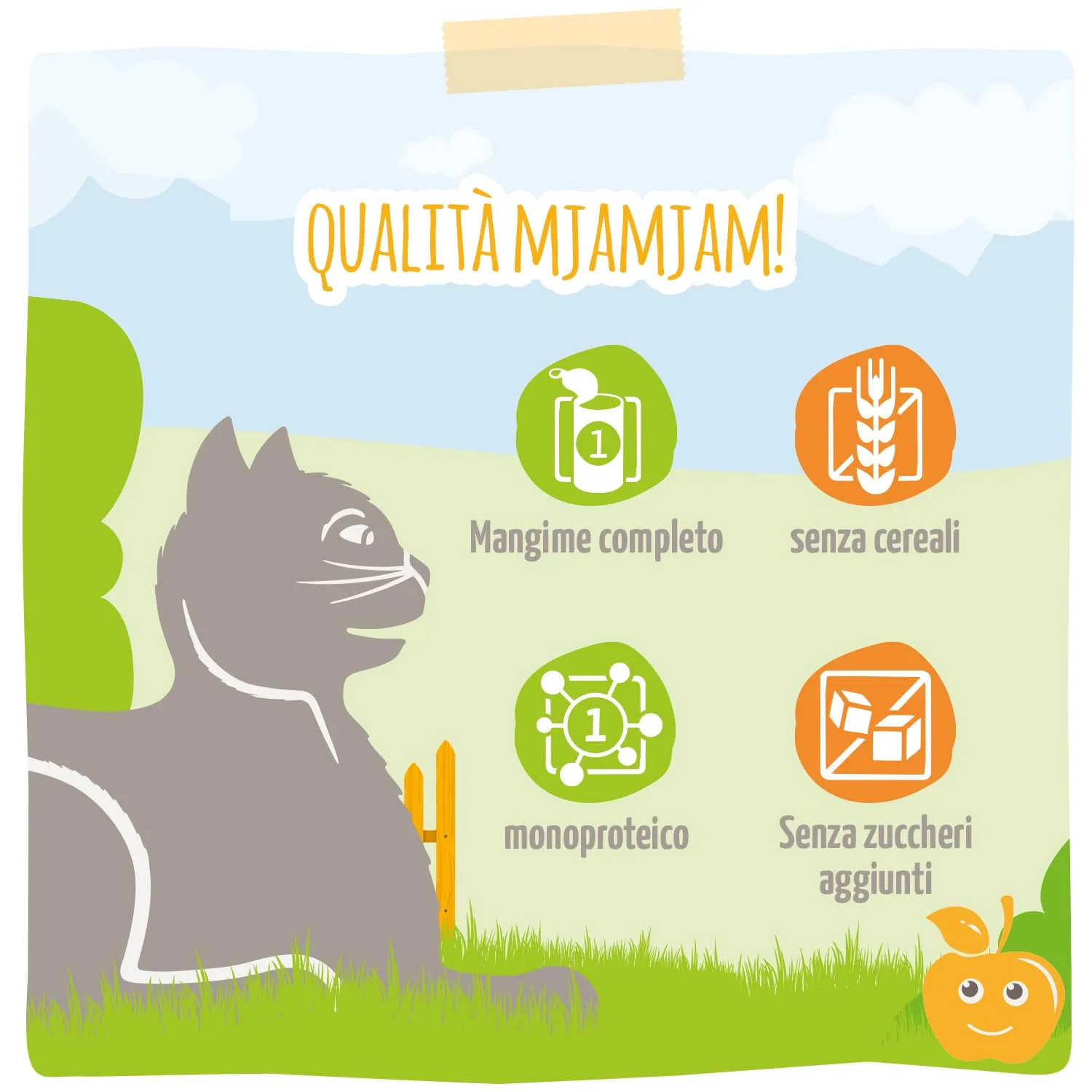 MjAMjAM - Cibo umido premium per gatti - Quetschie - Chicks & Friends tenero pollo con gustosi pezzi di mela, confezione da 12 (12 x 125g), senza cereali - immagine 5