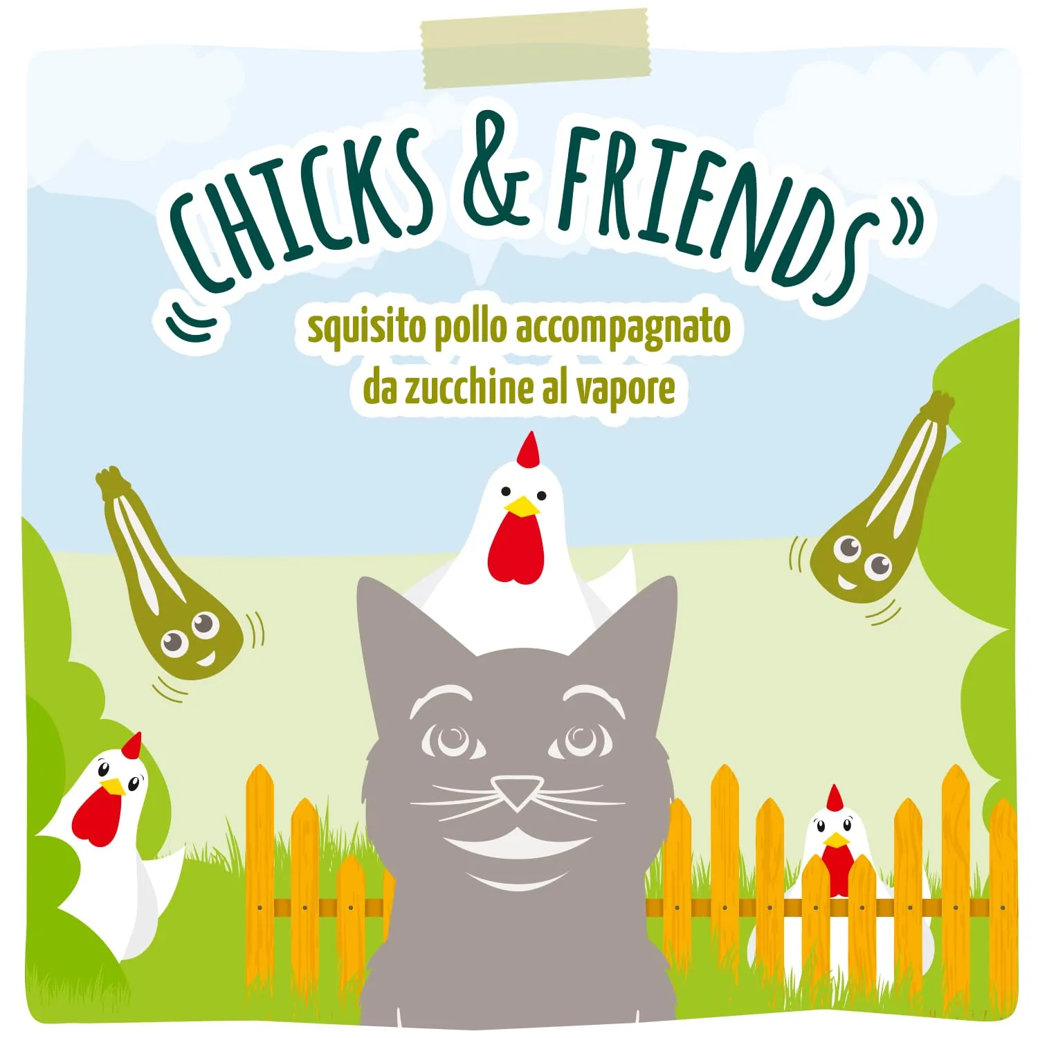 MjAMjAM - Cibo umido Premium per gatti - Quetschie - Chicks & Friends delizioso pollo con zucchine al vapore, confezione da 12 (12 x 125g), senza cereali - immagine 5