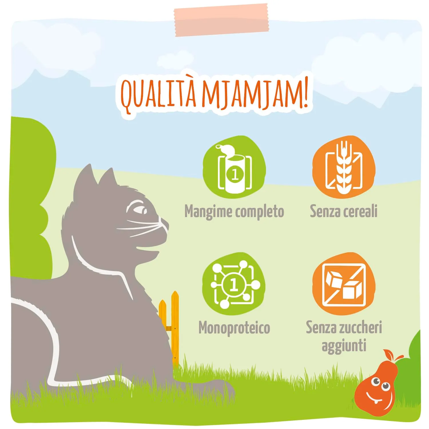 MjAMjAM - Cibo umido premium per gatti - Quetschie - Chicks & Friends delizioso pollo con pere fruttate, confezione da 12 (12 x 125g), senza cereali - immagine 4